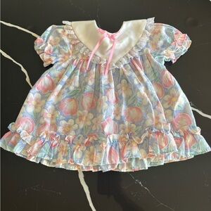Floral Vintage Baby Dress with Ruffled Hem